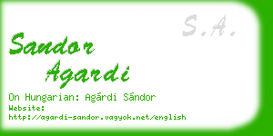 sandor agardi business card
